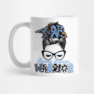 Graves Disease Awareness Warrior Women Glasse Messy Bun Leopard Bandana - Happy Mothers Day, Valentines Day Mug